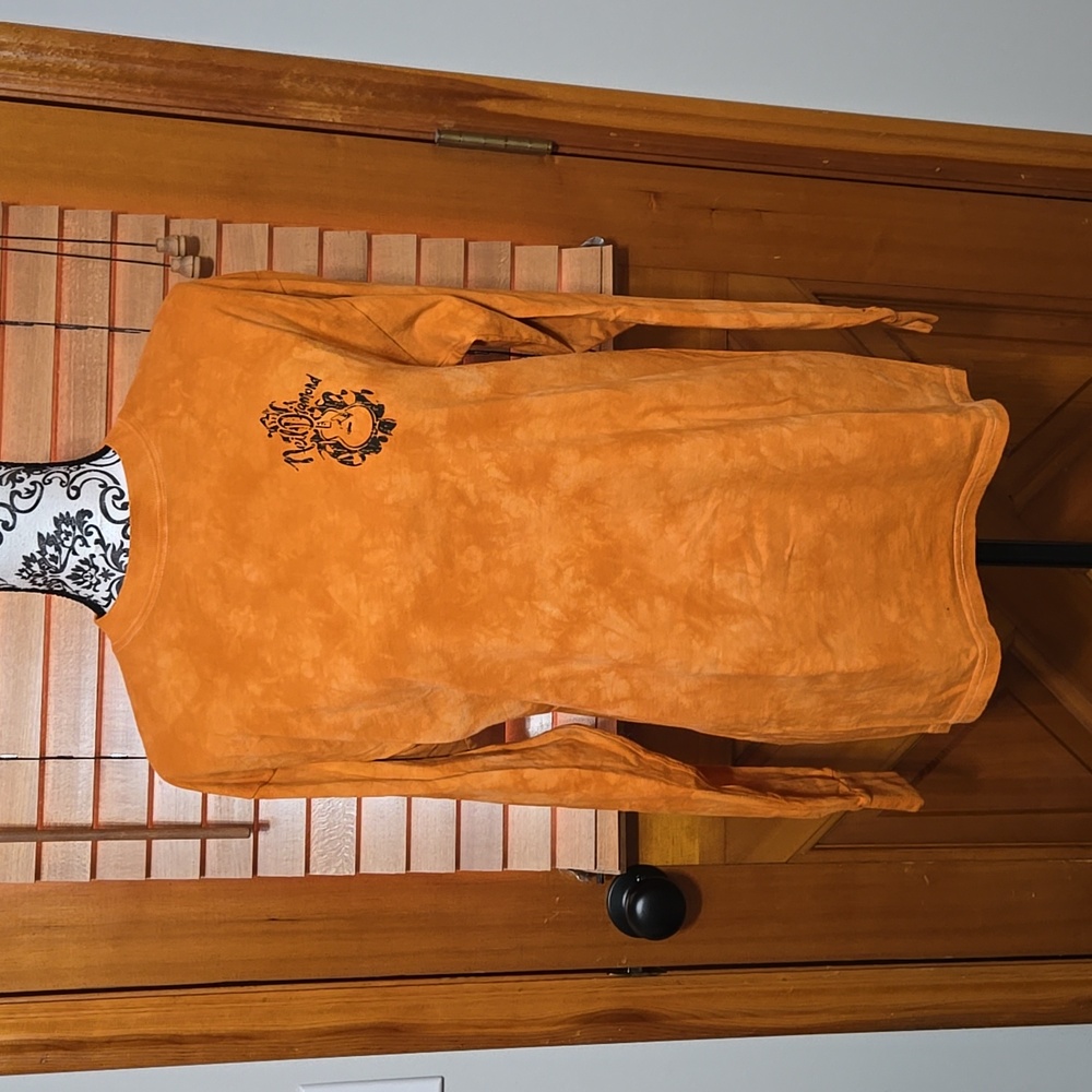 M&O Knits Neil Diamond tie dyed orange long sleeve tee in medium